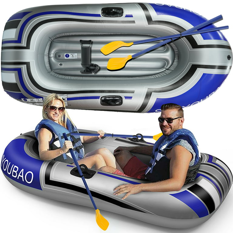 Inflatable Boat,2 Person 74 inch Inflatable Raft Fishing Boat with 2 Oars  and Pump