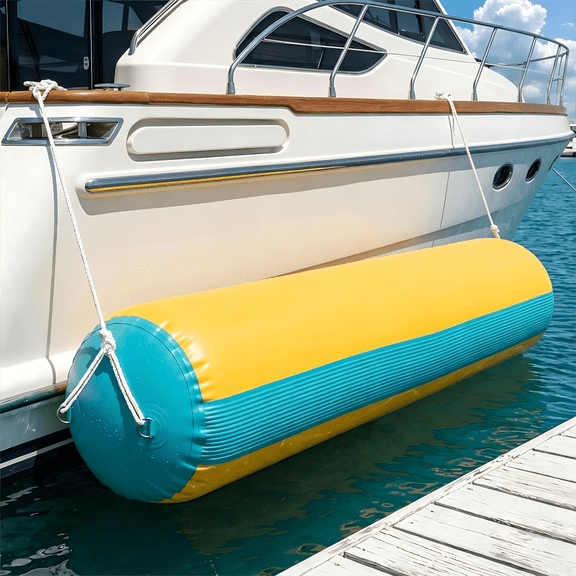 Inflatable Boat Fenders Boat Bumper, 4FT/6FT/10FT Dock Bumper with 2 Ropes & Storage Bag, Anti-Collision Boat Buffer for Fishing Boat, Pontoon, Yacht and Jet Ski