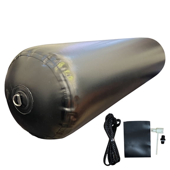 Inflatable Boat Fenders for Boats Yachts Sailboats Heavy Duty PVC Boat Fenders Boat Bumpers for Docking(12" x 43" ,Black)