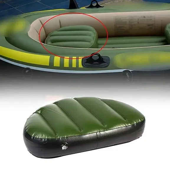 Inflatable Boat Seat Cushion, PVC Soft Kayak Cushion, Adjustable Inflatable Seat for Boating, Canoeing, Camping, Green, 17.71 X 13.77 X 3.93 Inches
