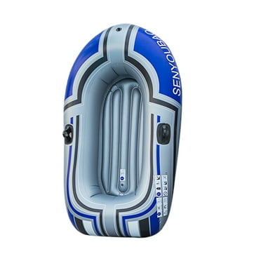 Inflatable Boat Wear-resistant Strong Bearing Capacity High Strength Foldable with Two Paddle Mounts Water Toys Quick Inflation Blue 1 Person Rowing Air Boat for Swimming Pool