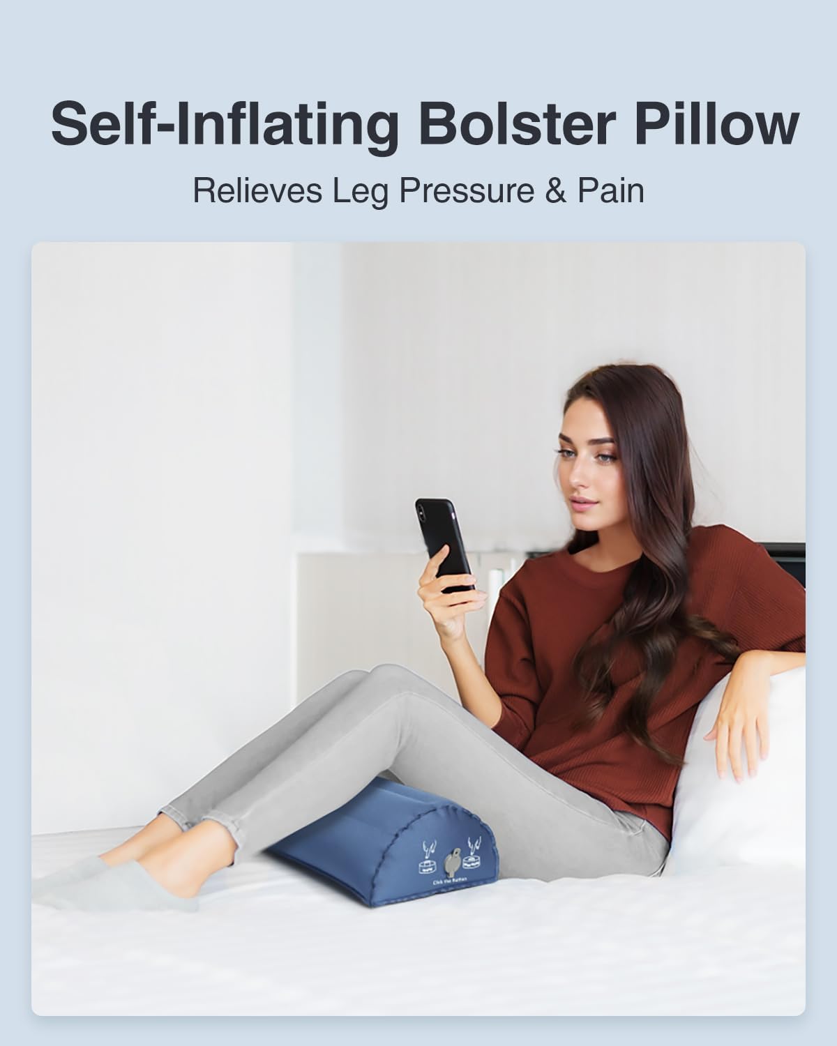 Inflatable Bolster Pillow for Legs, Half Moon Pillow Under Knee Pillow