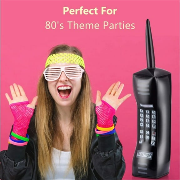 Inflatable Boombox and Retro Phone Set 80s 90s Party Decorations Oversized DJ Props for Halloween Costume Hip Hop Events