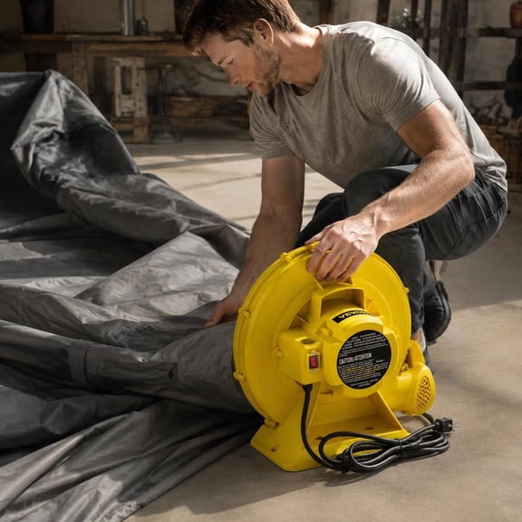 Inflatable Bounce House Blower, 450W 0.6Hp, 1750Pa Commercial Air Blower Fan Pump, Yellow PP Plastic, Model S-U4