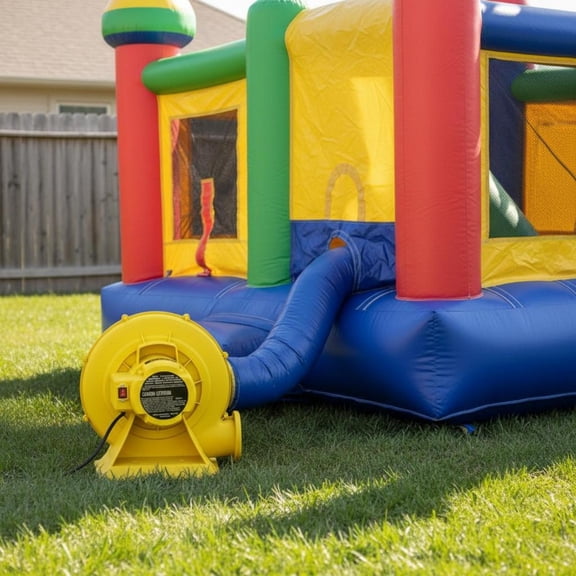 Inflatable Bounce House Blower, 450W 0.6Hp 1750Pa Commercial Air Blower Fan Pump for Bouncy Castle, Yellow PP Plastic, Model S-U4