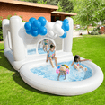 thumbnail image 1 of Inflatable Bounce House PVC Bouncy Castle with Detachable Air Cushion Ball Pait Dry & Wet Use, Perfect for Toddlers & Kids Under 6 Years Old, 1 of 8