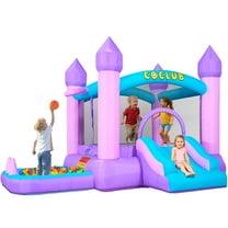 Inflatable Bounce House with Blower for Kids 3-8, 6-IN-1 Toddler Colorful Castle Bouncy House with Slide, Ball Pit for Home Backyard