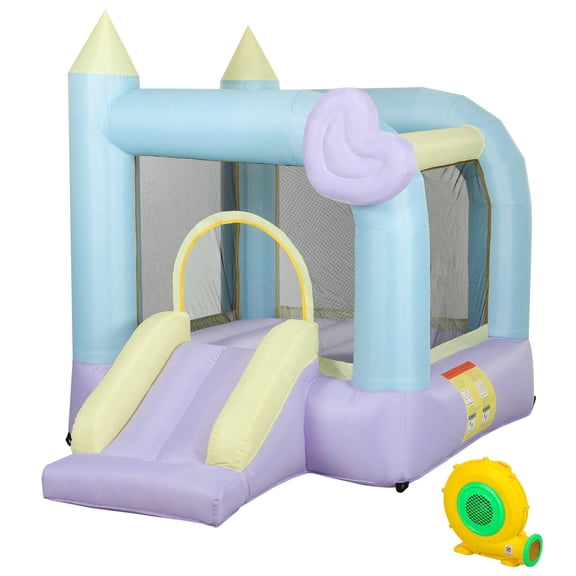 Inflatable Bounce House with Slide for Kids Ages 3-8 Includes Air Blower Stakes Repair Patches Storage Bag 98x65x79 Inches