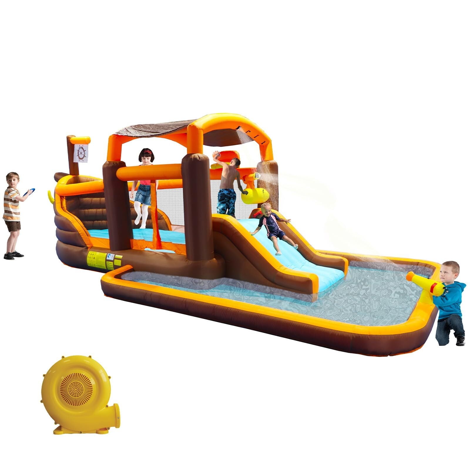 Inflatable Bounce Houses for Kids 312 w/Slide Climbing Wall and Ball Pit/Large Pool Outdoor