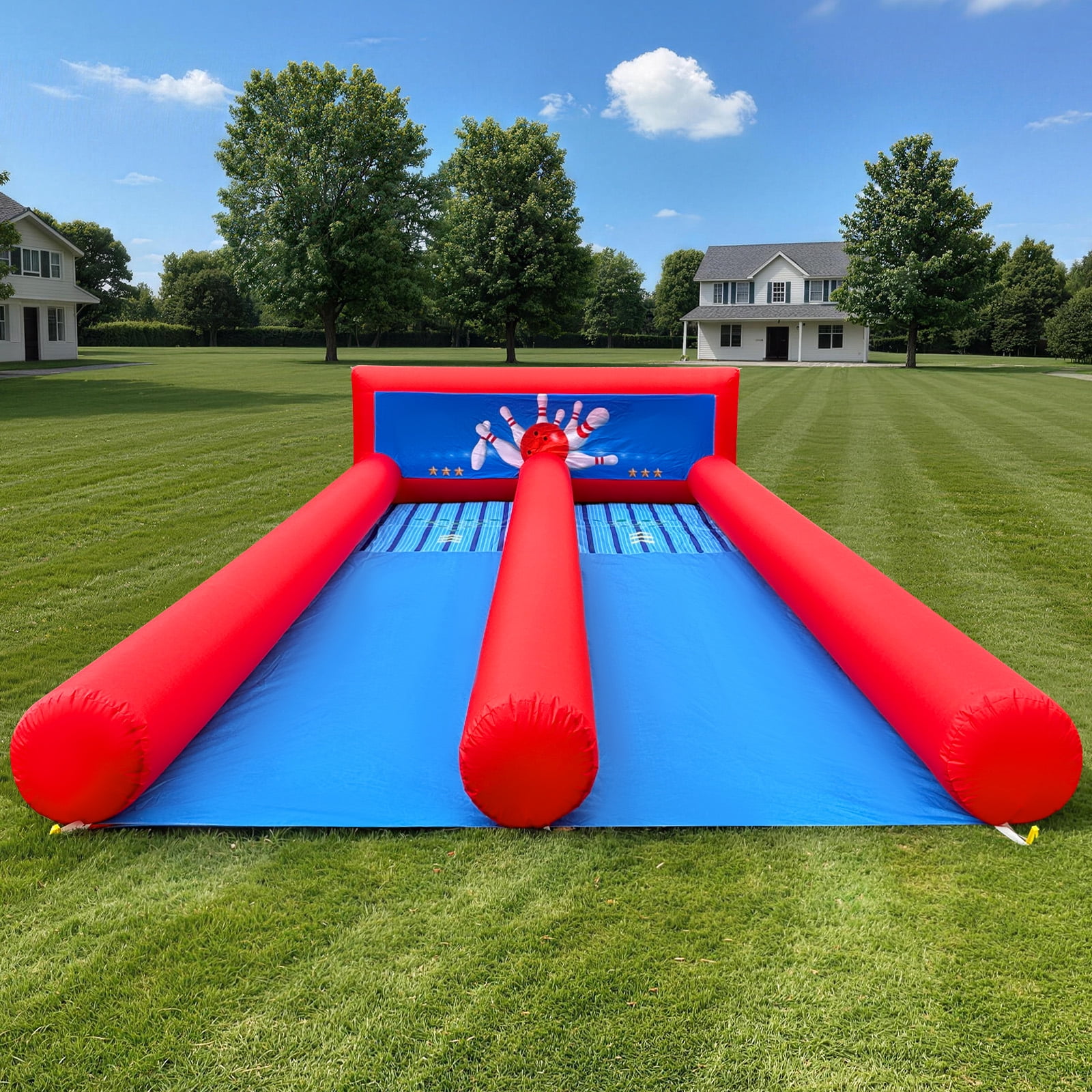 Inflatable Bowling Alley, Giant 2-Lane Carnival Bowling Game with Blower, B...