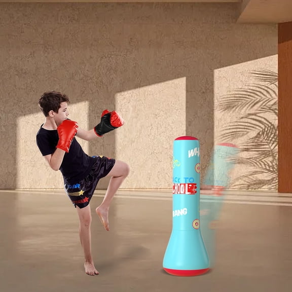 Inflatable Boxing Punching Bag Tumbler for Kids Fitness Training A