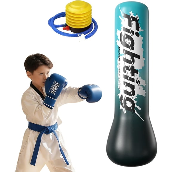 - Inflatable Boxing Sandbag, 48" Freestanding Punching Bag for Teens & Adults, Equipment for Taekwondo, Karate & Kickboxing .