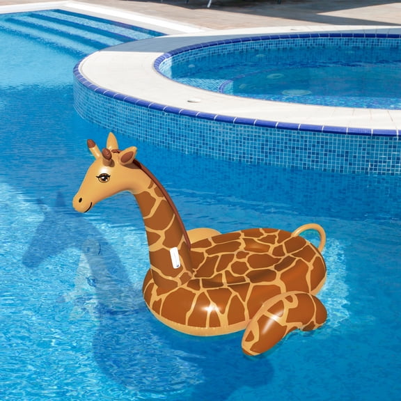 Swimline 96" Water Sports Inflatable Giant Giraffe Swimming Pool 2-Person Ride-On Lounger - Brown