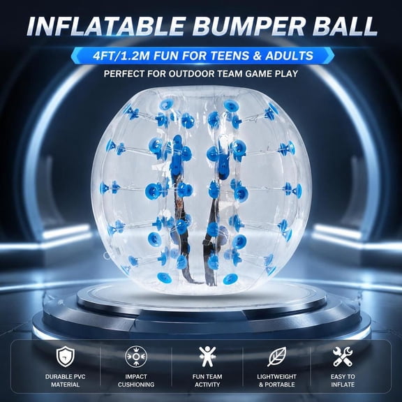 Inflatable Bumper Ball, 1 Pack 4Ft 1.2M PVC Human Hamster Bubble Ball for Teen and Adult Outdoor Team Play