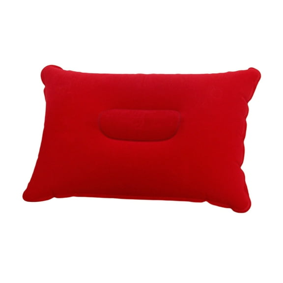 Inflatable Camping Pillow, Portable Blow-Up Cushion with Flocked Surface for Travel Hiking Beach Outdoor Sleeping and Nap Comfort at Home Office