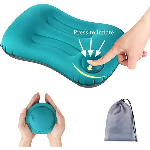Inflatable Camping Pillow, Ultralight Inflating Pillow, GIXUSIL Camping &Beach Travel Pillow, Ultra-light Camping Pillow for Adults & Kids (Green)