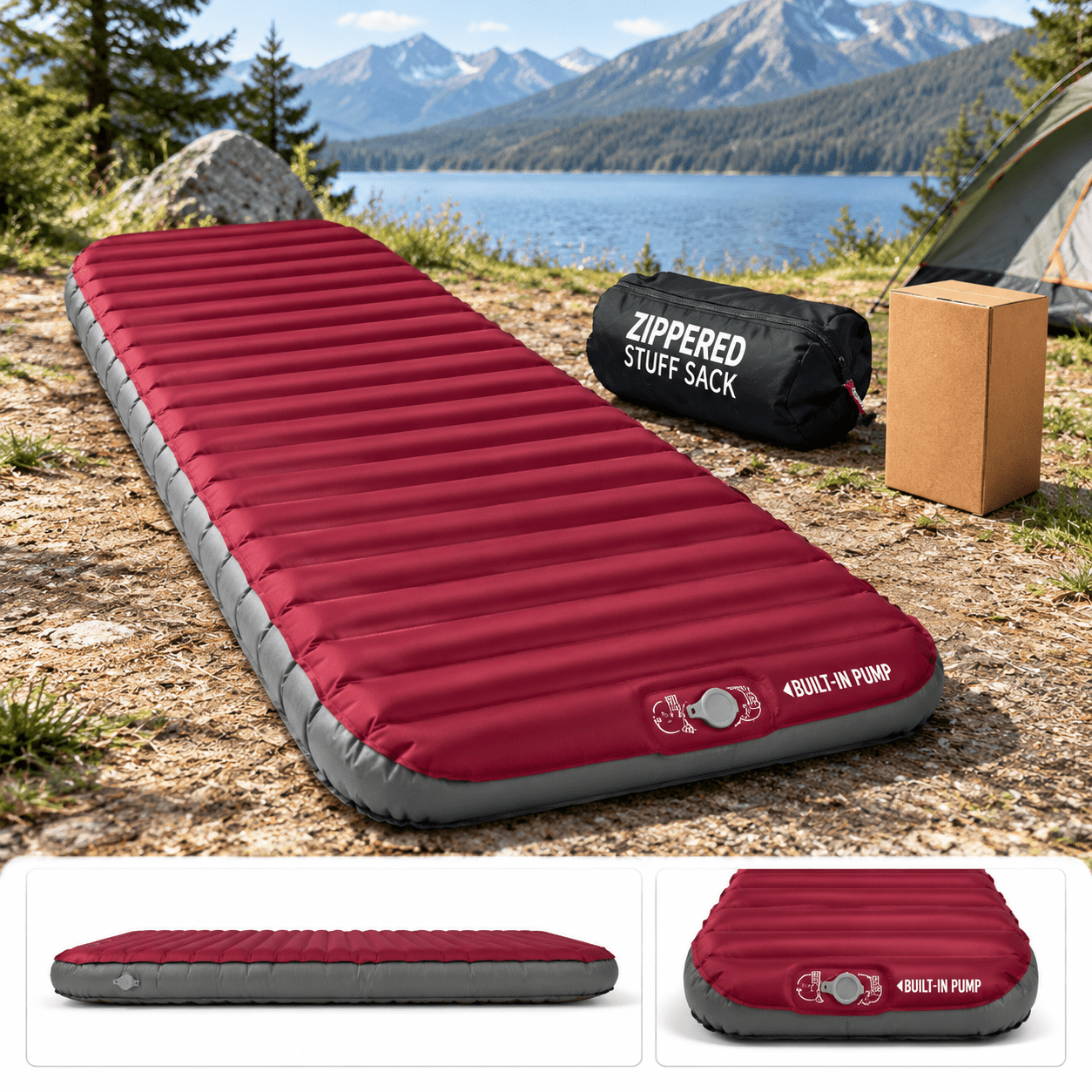 Disigen Pepper Inflatable Camping Sleeping Pad, Chili Pepper, Compact Lightweight ...