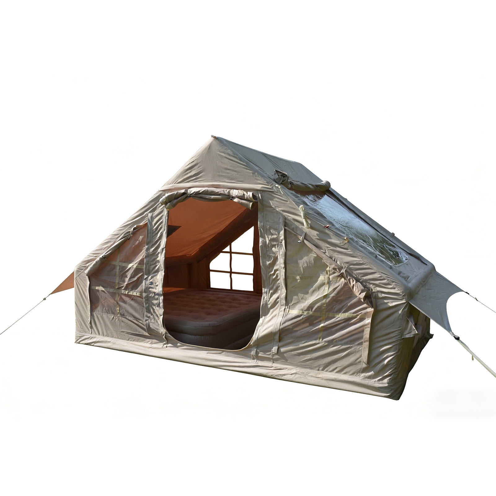 Inflatable Camping Tent, Glamping Tent 4-6 Persons Waterproof Windproof Outdoor Self-Supporting Blow up Tent Air Tent Portable House