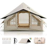 9.8 x 7 Inflatable Camping Tent,4 Season Blow up Tents for Camping, 4-6 Person Inflatable Tent with Stove Jack,Air Tents,Glamping Tent,Waterproof Luxury House with Mesh Window