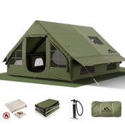 Inflatable Camping Tents 8-10 Person,129 Square Feets Large Inflatable Camping Tent with Stove Jack,Blow up Tent with Mesh Windows & Pump