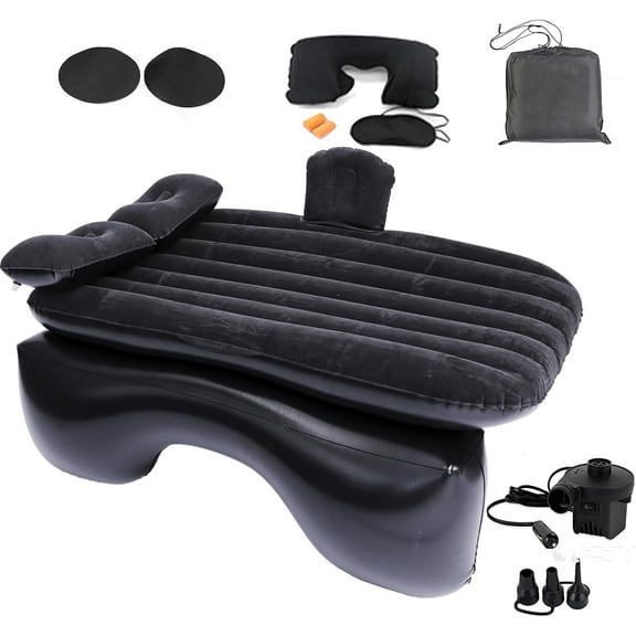 Inflatable Car Air Mattress Back Seat Bed with Air Pump,Portable Thickened Car Travel Camping Sleeping Air Mattress Blow Up Bed for Car Universal SUV