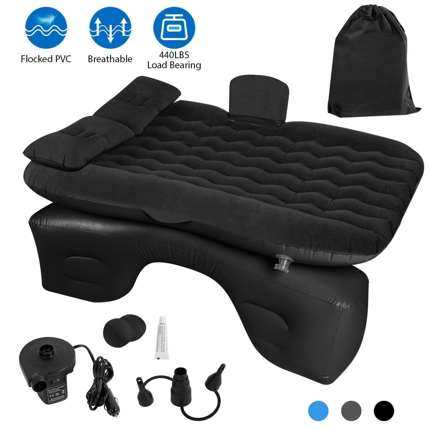 Inflatable Car Air Mattress Back Seat Bed with Pump Air Mattress Blow Up Bed for Travel Camping Sleeping for Car Universal SUV