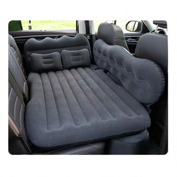 Inflatable Car Bed Mattress for Back Seat, Soft Flocking Portable Car Air Bed, Foldable Travel Sleeping Pad for Camping, Road Trips, Beach, Picnic, Outdoor & Home Use