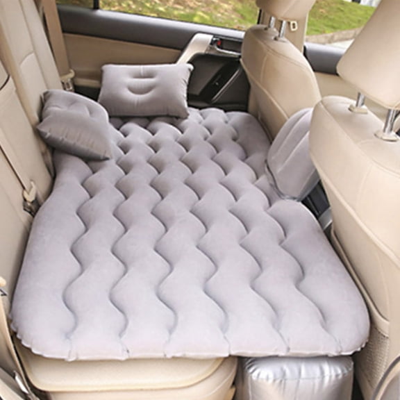 Inflatable Car Bed for Rear Seat with Anti-Fall Design and Double-Layer Leak-Proof Valve, Full-Size Travel Mattress with Pump Pillow for Road Trips Camping Family Use
