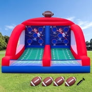 Inflatable Carnival Game Football Toss Game with 4 Inflatable Footalls, Throwing Target Game, Football Target Practice for Outdoor Event, Carnival