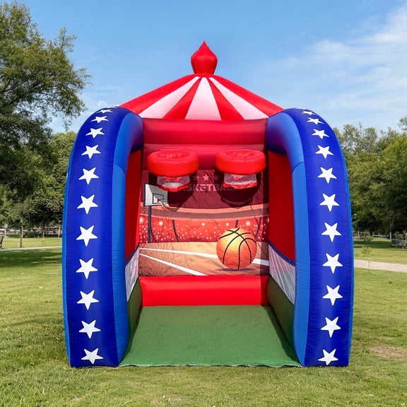 Inflatable Carnival Games — 6.5×6.5×9FT, Built-in Blower, Quick-Inflate — Basketball Hoop (Quick-Inflate Indoor & Outdoor Basketball Game for Backyard Parties, Team Challenges & Event Fun)