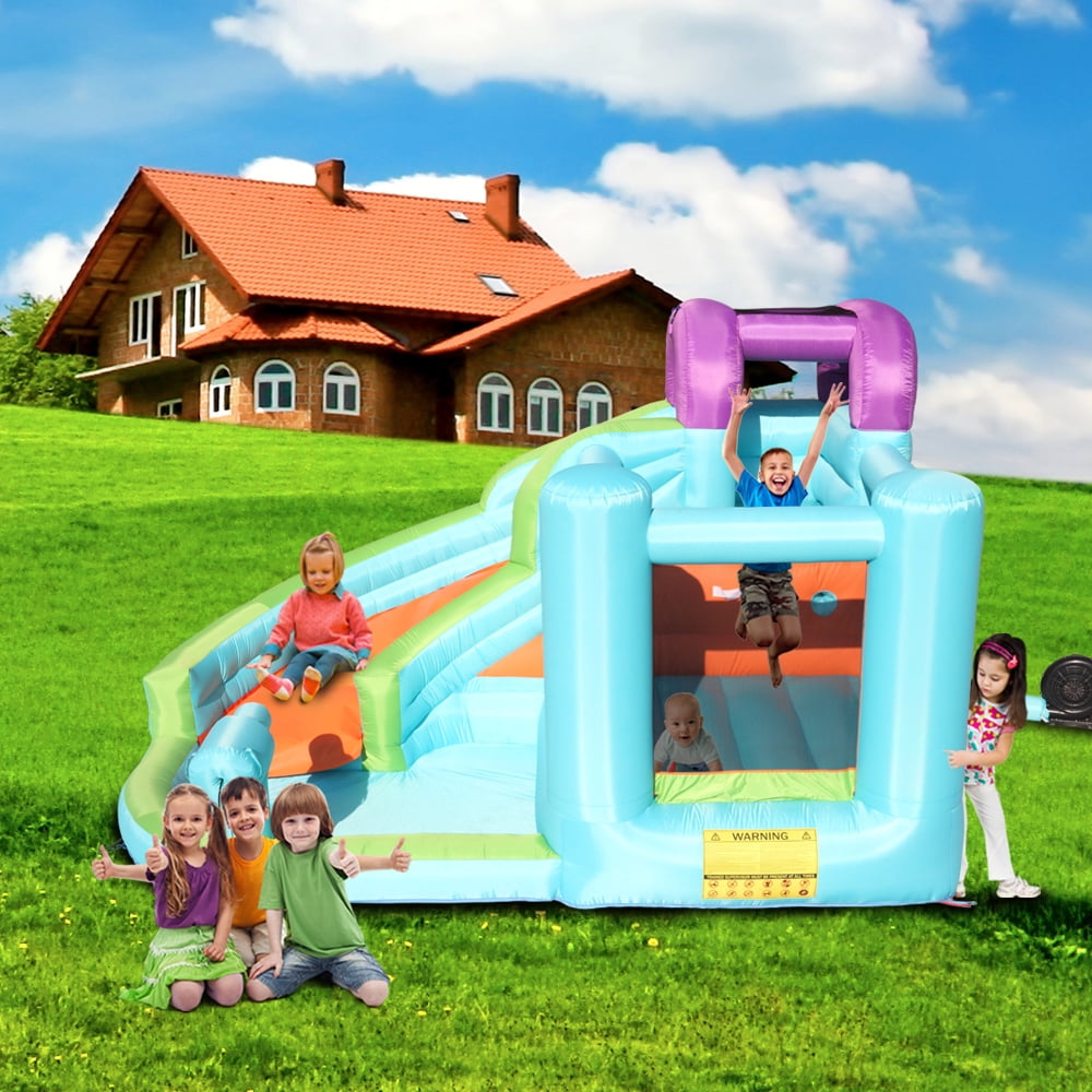 Inflatable Castle Children Outdoor Party Slide Pool Water Gun Trampoline With Fan