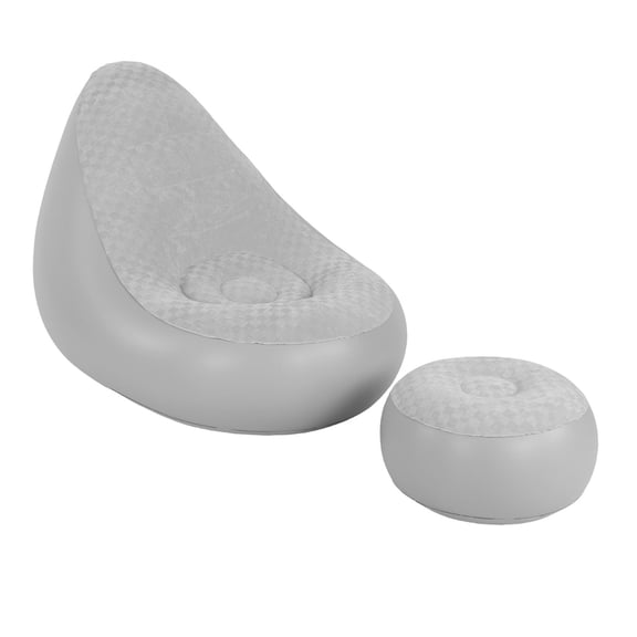 Inflatable Chair with Foot Stool, Flocking PVC Blow Up Lounge Chair for Home Office Camping, Portable Air Sofa with Self Inflate Pump, Water proof Soft Comfy Accent Chair