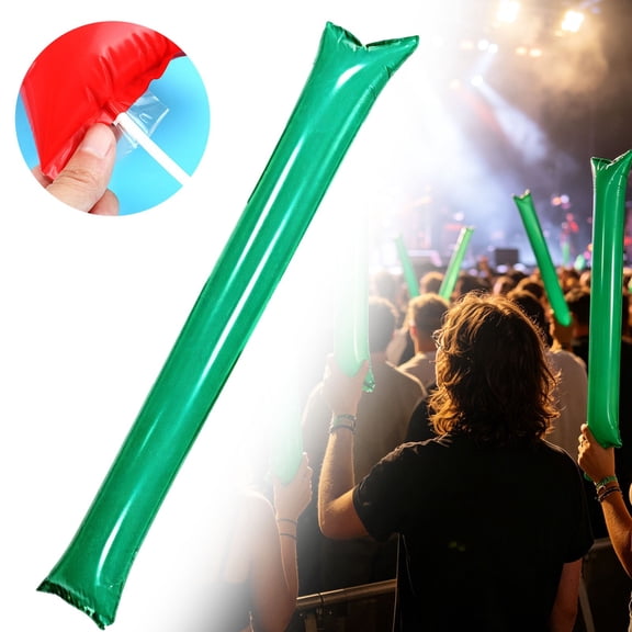Inflatable Cheering Stick Clapper Noise Maker, Plastic Sports Event Party Supply, Spirit Cheering Accessory Piece, Green Color Portable Fan Prop