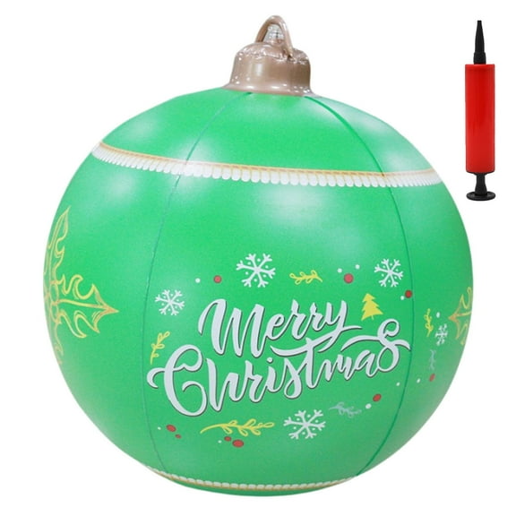 Inflatable Christmas Ball with Air Pump Large Outdoor Holiday Yard Decoration Prop Festive Inflatable Ornament for Christmas Garden Party and Holiday Scene Setup