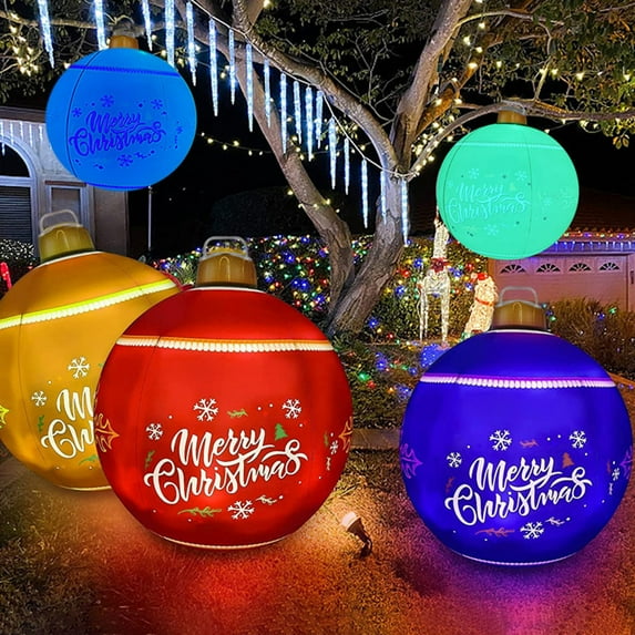 Christmas Inflatable Ball Decoration Red Plastic Outdoor Ornament for Holiday Decor Large Size