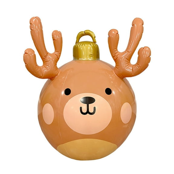 Inflatable Christmas Ball with Reindeer Head - PVC Outdoor Yard Decoration, Quick Inflate/Deflate, Durable Material, Ground or Hanging Display, Festive Holiday Decor