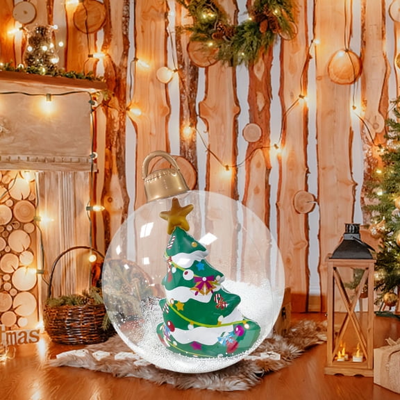 Inflatable Christmas Decoration, 23.62 Inch Large PVC Ornament Ball with 3D Christmas Tree Inside for Outdoor Yard and Garden Holiday Display, Durable Inflatable Christmas Decor