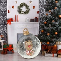 Inflatable Christmas Decoration, 23.62 Inch Large PVC Ornament Ball with 3D Reindeer Inside for Outdoor Yard and Garden Holiday Display, Reusable Inflatable Christmas Decor