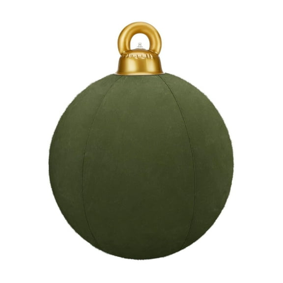Inflatable Christmas Decorations, Large Velvet Flocked Ball Yard Decor, Blow Up Outdoor Holiday Decor for Porch Garden, Christmas Inflatable Ball Ornament(Army Green)