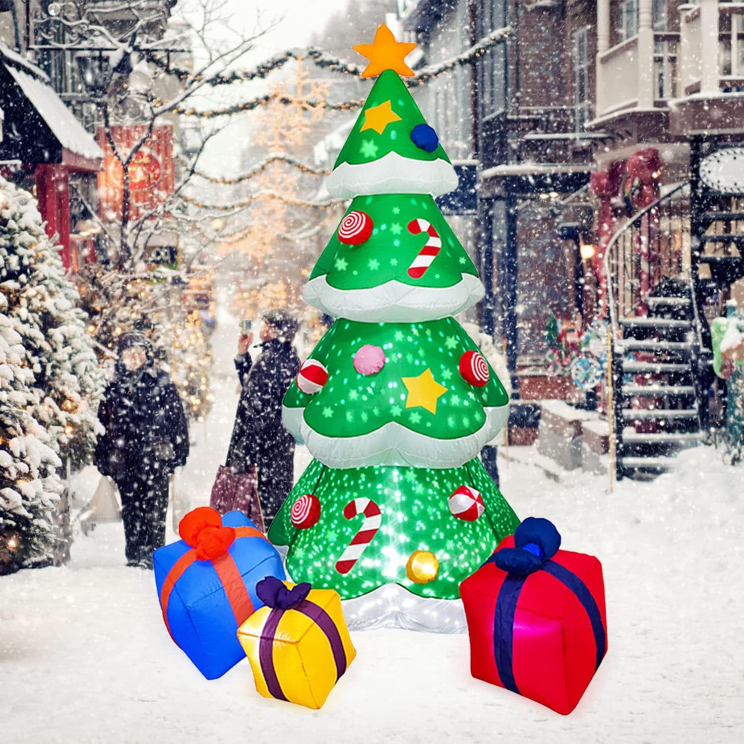 Niyattn 7 FT XMAS Blow Up Outside Giant Inflatable Christmas Tree with ...