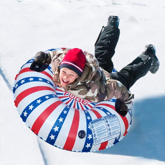 Inflatable Christmas Tree Pattern Snow Tube, 38 inches / 96 cm Heavy Duty Winter Sledding Ring with Handles