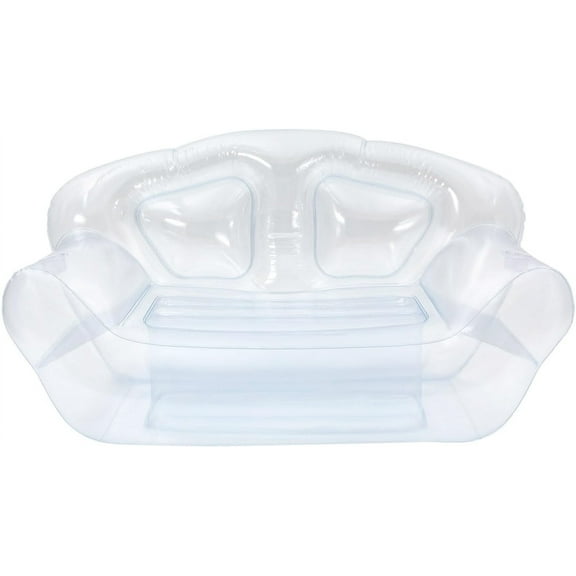 Inflatable Clear Chair, Transparent Blow Up Couch, Portable Double Person Air Sofa, Indoor/Outdoor Waterproof Holds 440lbs Furniture Seat for Camping Beach Backyard Lawn (Clear)