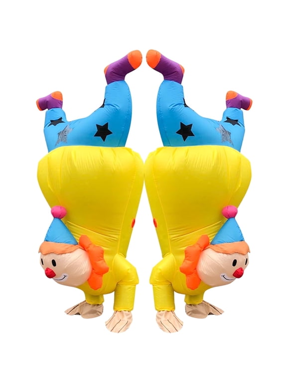 Inflatable Upside Down Clown Costume for Adults, Funny Blow Up Riding Clown Suit with Fan, Crazy Party Halloween Cosplay Outfit