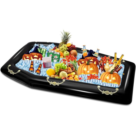 Inflatable Coffin Drink Cooler For Halloween Party 52 Inch Buffet Drinks Tray With PVC Construction