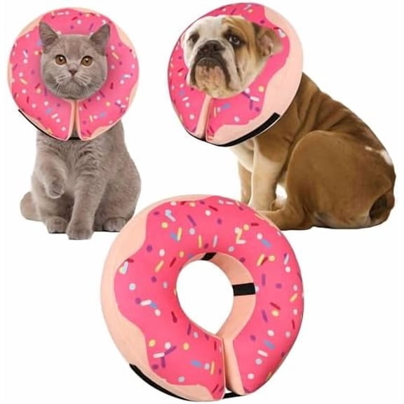 Inflatable Cone Collar for Large Medium Small Dogs, Soft Adjustable Recovery Collar for Dogs Cats,Dog Cone Neck Donut Alternative After Surgery(Pink,Medium