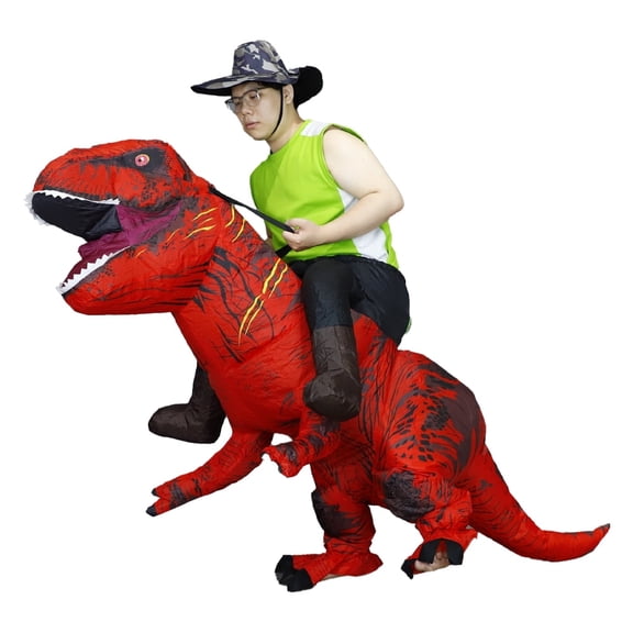 Inflatable Costume Dinosaur Riding T Rex Air Blow up Funny Party Halloween Costume for Adult