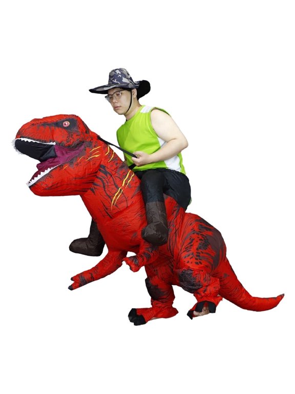 Inflatable Costume Dinosaur Riding T Rex Air Blow up Funny Party Halloween Costume for Adult