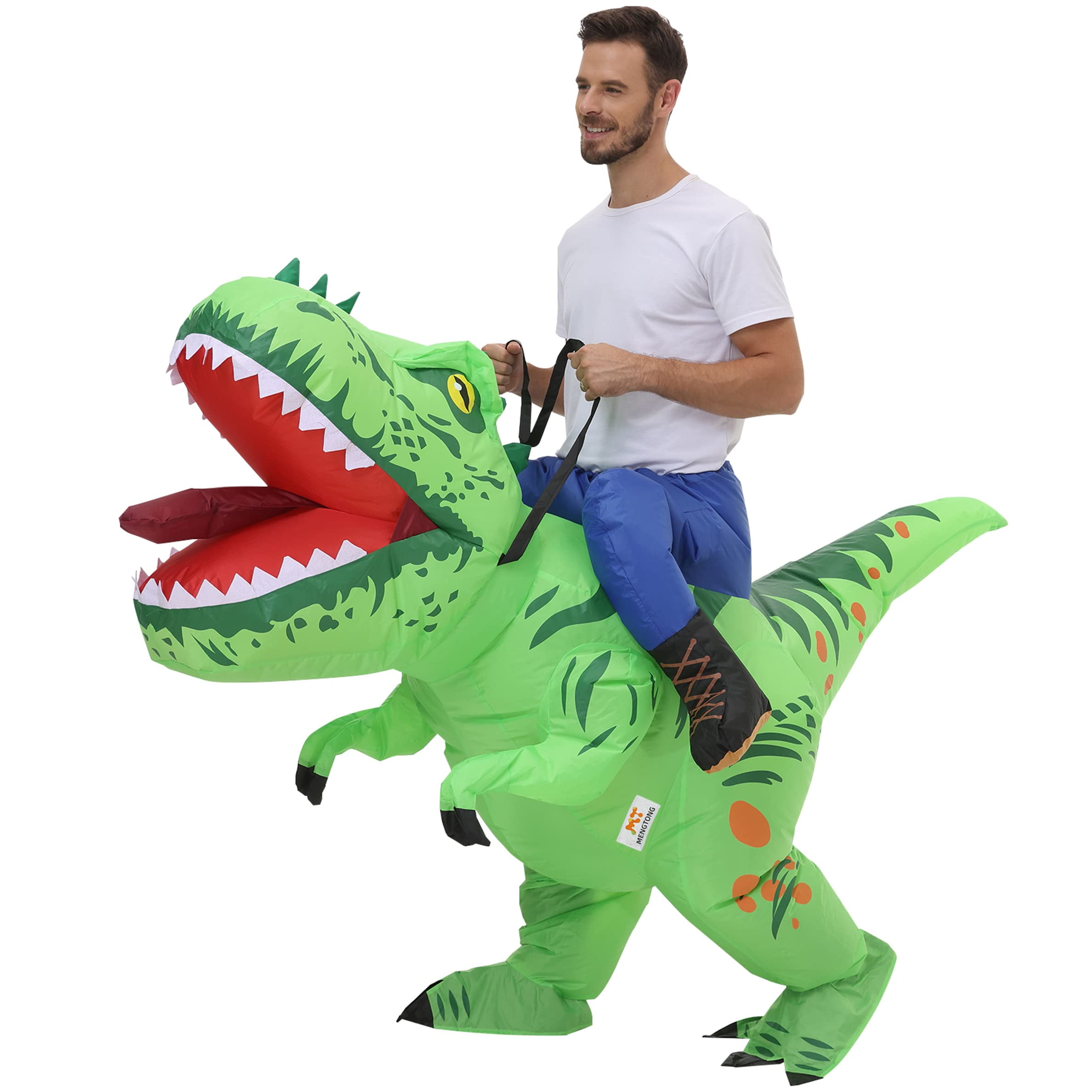 DeeKom Halloween Trex Inflatable Adult Costume, Blow up Dinosaur Rider Costume for Men/Women