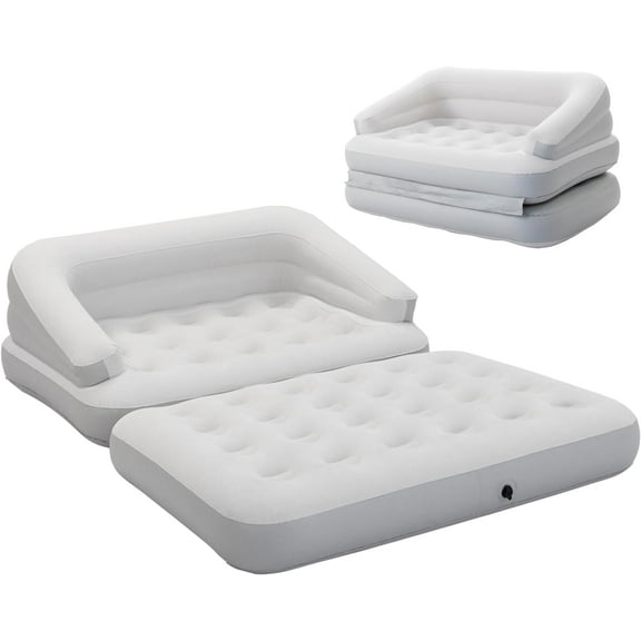 Inflatable Couch Flocked Blow Up Couch Mattress,Outdoor Air Sofa Bed for Camping,Full Size