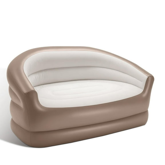 Portable Inflatable Camping Sofa Twin Size - Brwon, Quick Inflation for Patio, Picnic, Beach & Camping